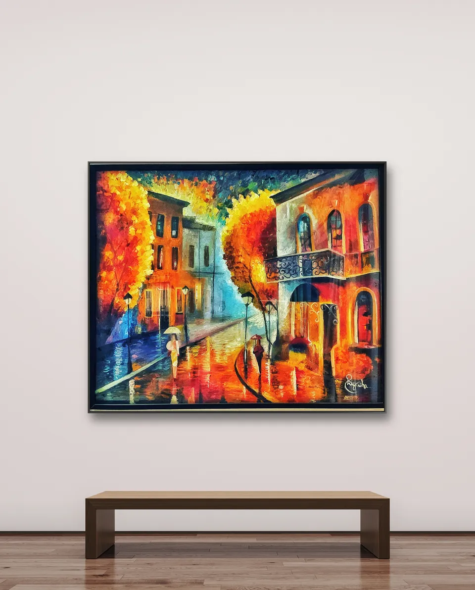 Autumn Street artwork displayed in a room
