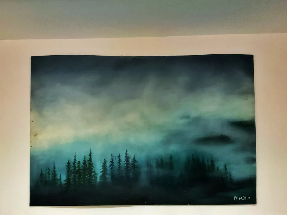 Quiet Pine Forest artwork displayed in a room