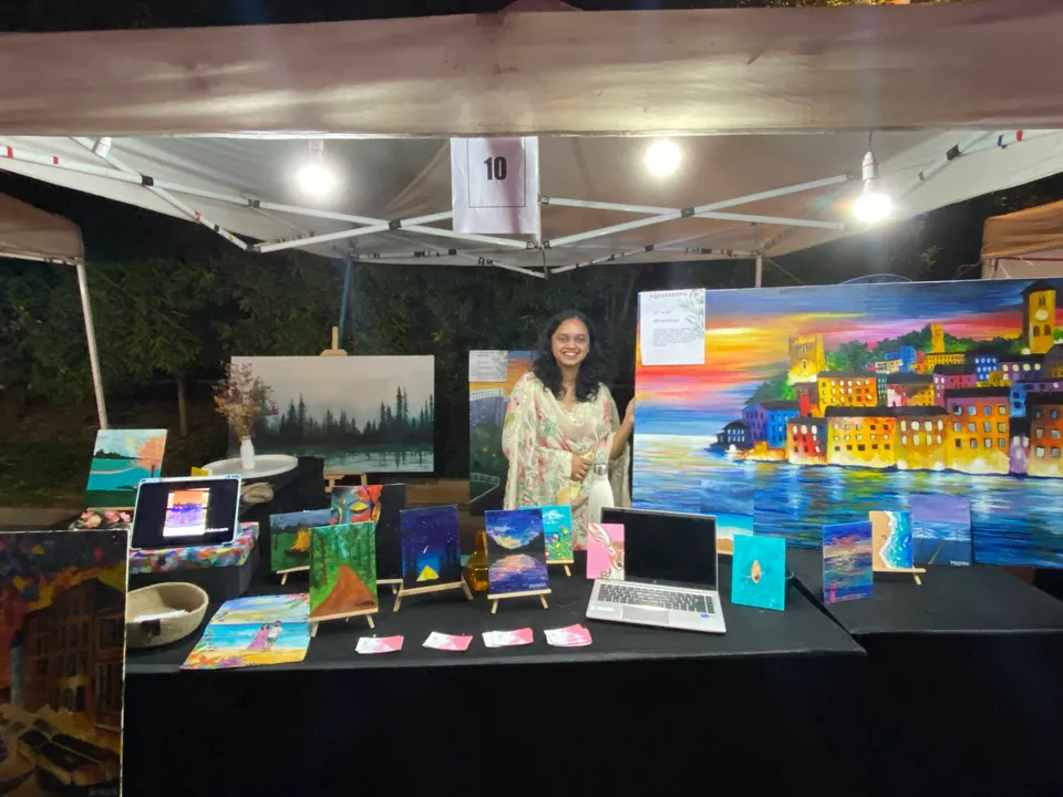 Sobha Art Booth 2023: artist at booth display 1
