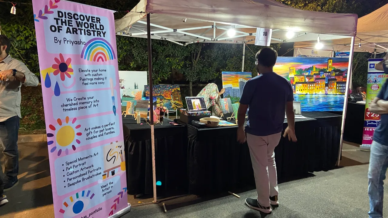 Full display at Priyasha’s Sobha art booth in 2023
